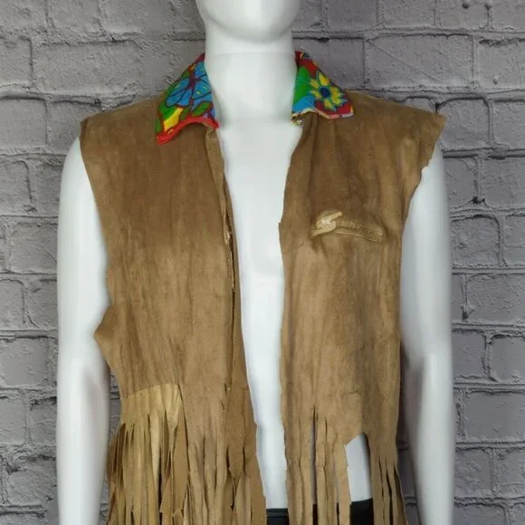 60's Flower Child Handmade Vest and Bell Bottom Jean Costume, Women's XL - Picture 2 of 14